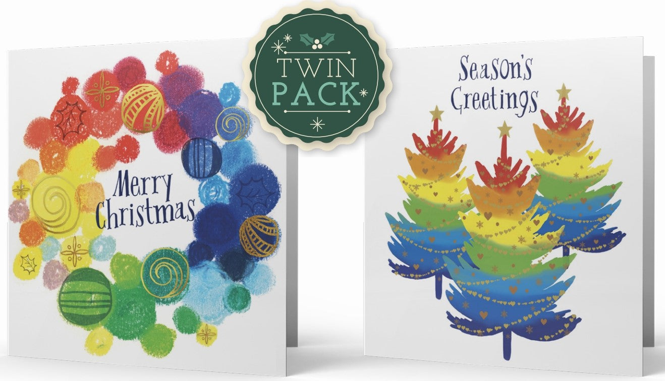 Rainbow Twin Pack Christmas Cards